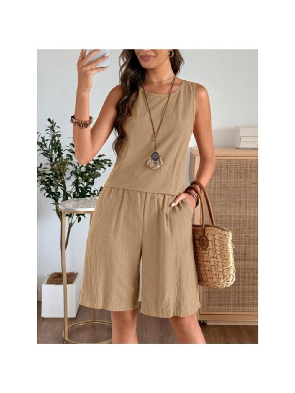 Round Neck Tank and Shorts Set